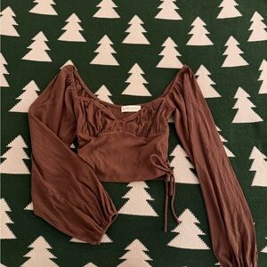 Brown Long Sleeve Women's Blouse